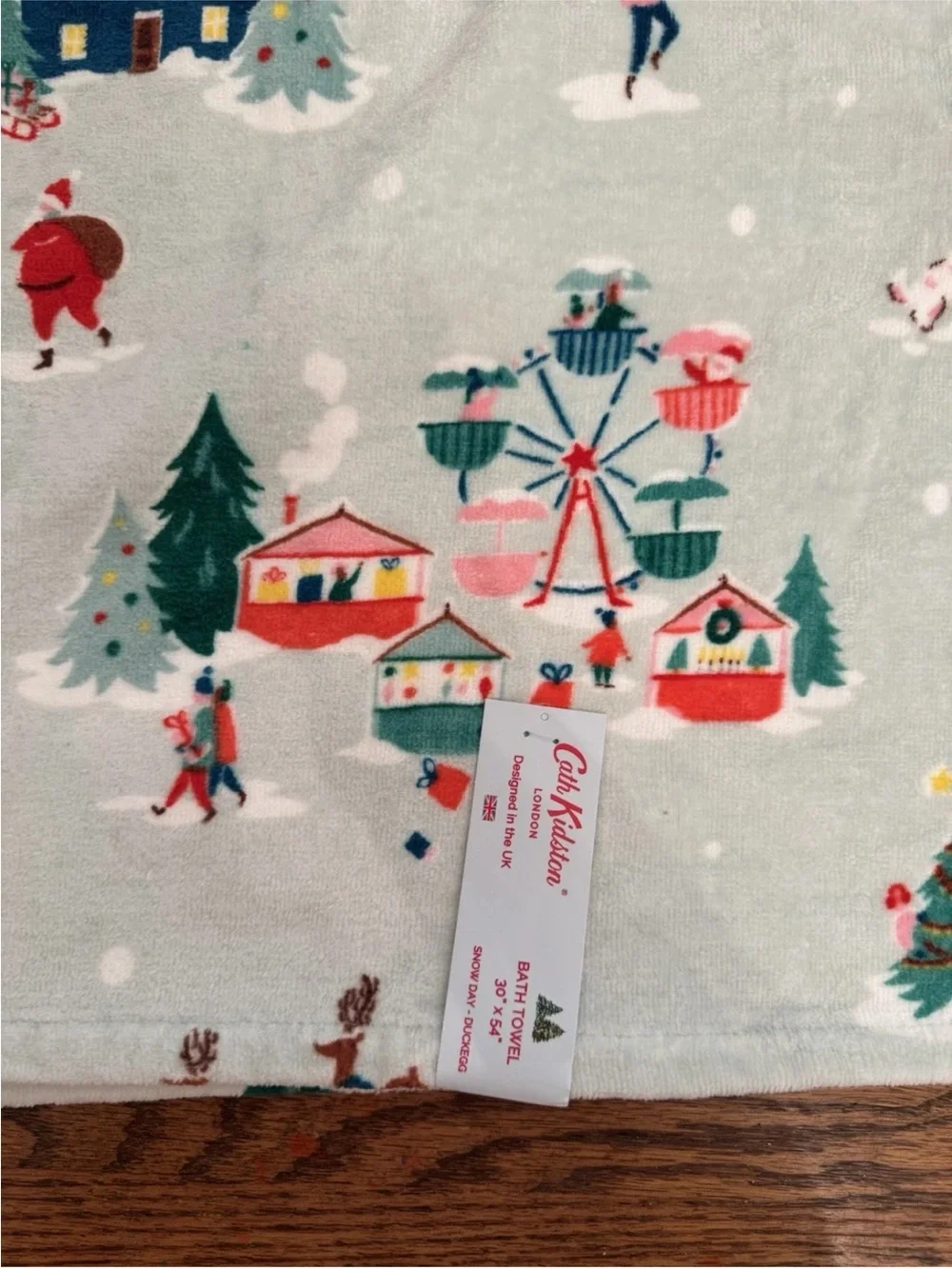 Cath Kidston London Snow Day Towel Set – 2 Bath & 2 Hand Towels Christmas Cotton